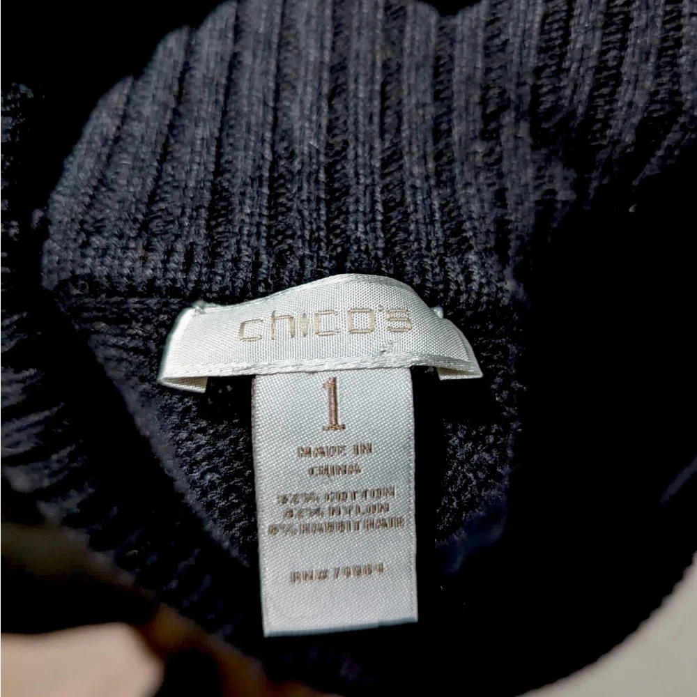 Chico’s black fringe cowl neck sweater - Picture 2 of 3